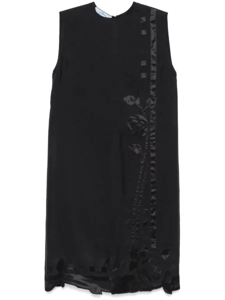 Rochie midi Prada cu model floral până la genunchi de costum negru
