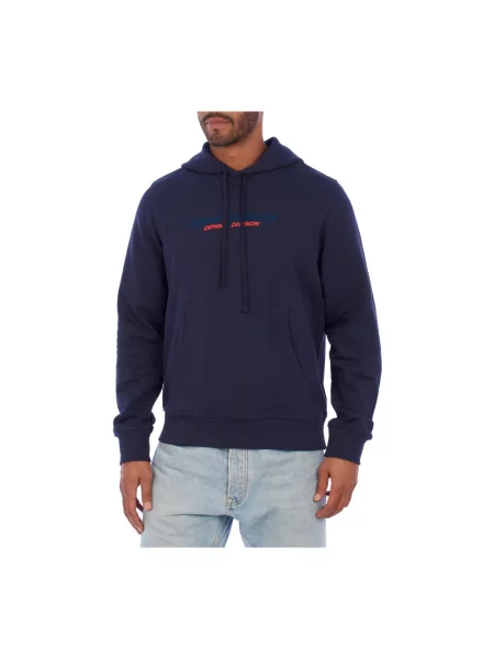 Bluza z kapturem Diesel z kapturem z nadrukiem niebieska