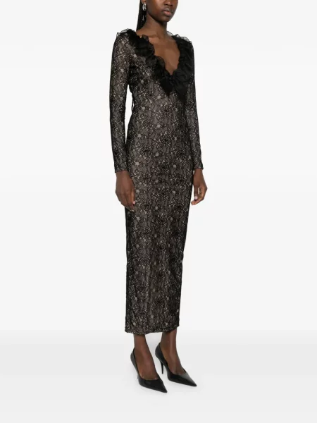 Rochie maxi Alessandra Rich din dantelă de costum negru