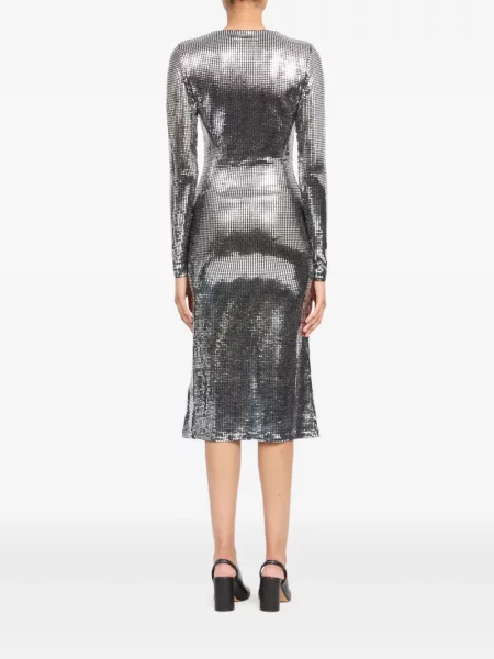 Костюм макси рокля Mm6 Maison Margiela до коляното сребристо
