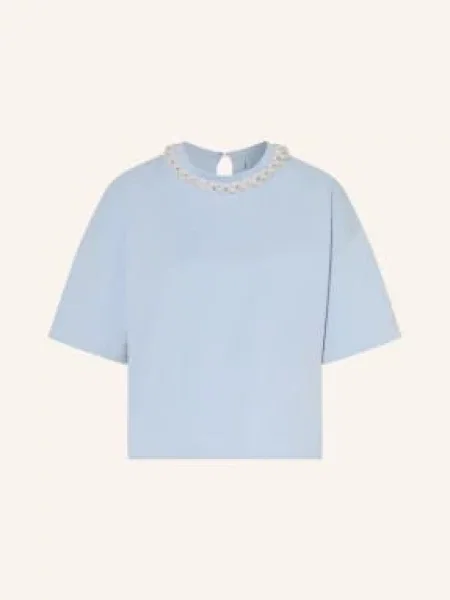 Maje Koszulka Z Kamieniami Ozdobnymi I Koralikami blau