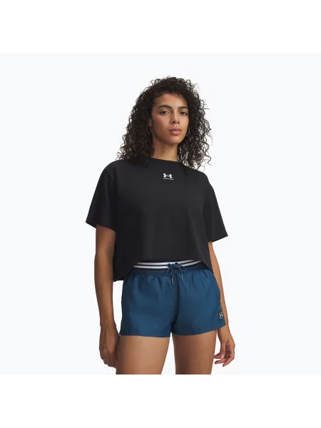 Tricou de antrenament pentru femei Under Armour Rival Boxy Tee Solid black/white alb