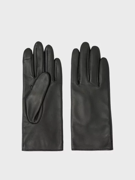 Шкіряні рукавички Hugo чорні