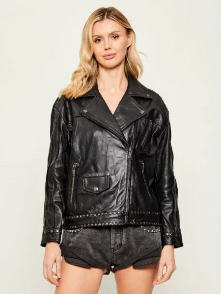 One Teaspoon Geacă de piele BIKER | Oversize fit negru