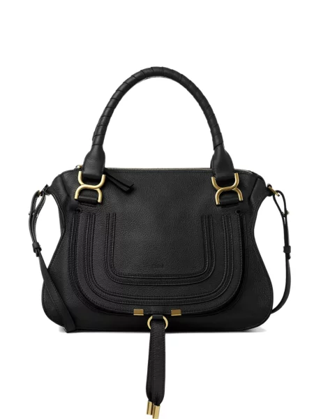 Geantă messenger Chloé Marcie din piele negru