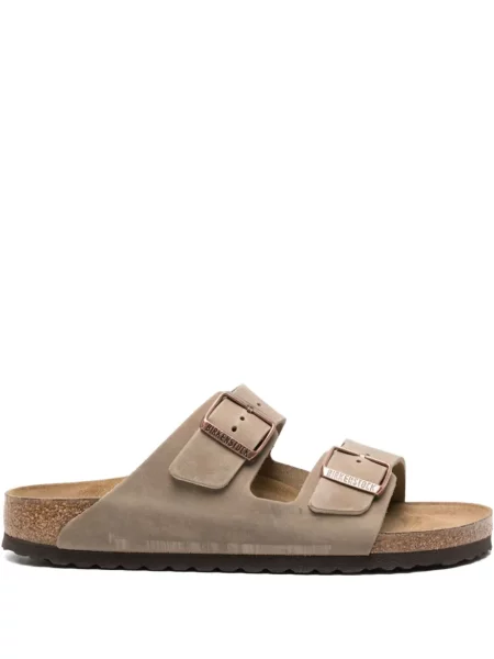 Sandale Birkenstock din piele cu cataramă maro