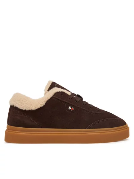 Tommy Hilfiger Sneakersy Th Chic Cupsole Wl ciemny brązowy