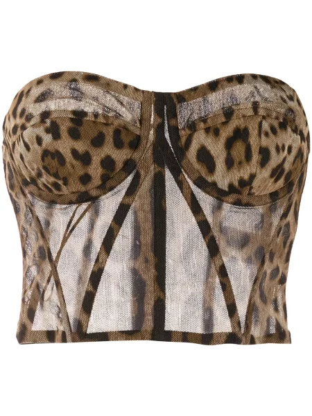 Sutien Dolce & Gabbana cu imagine cu model leopard transparente maro