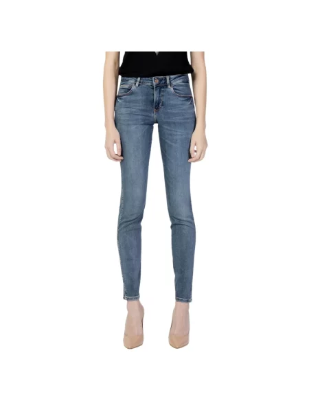 Skinny jeansy skinny Guess niebieskie