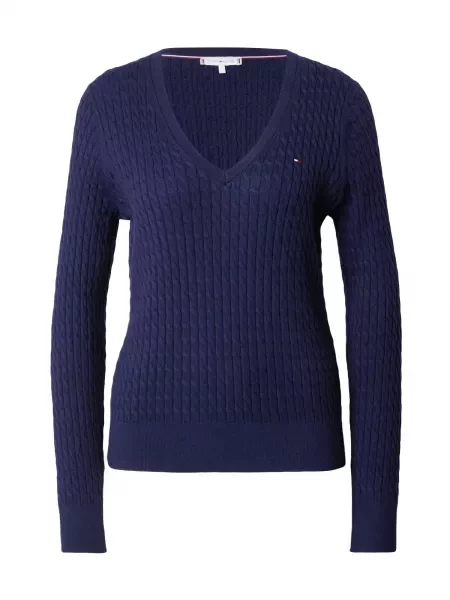 TOMMY HILFIGER Pulover Cable bleumarin / albastru închis / roșu alb