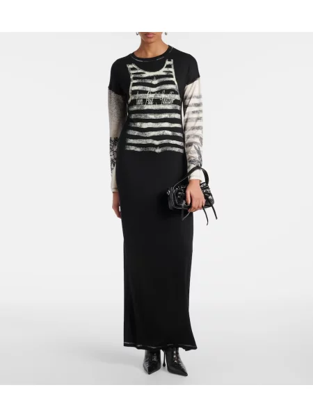 Rochie maxi Jean Paul Gaultier cu imagine din jerseu de costum negru