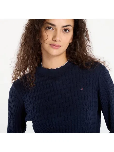 Пуловер Tommy Hilfiger бежово от лека материя военноморски сили