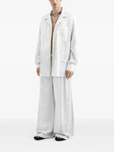 Cămașă Dolce & Gabbana cu broderie de mătase alb