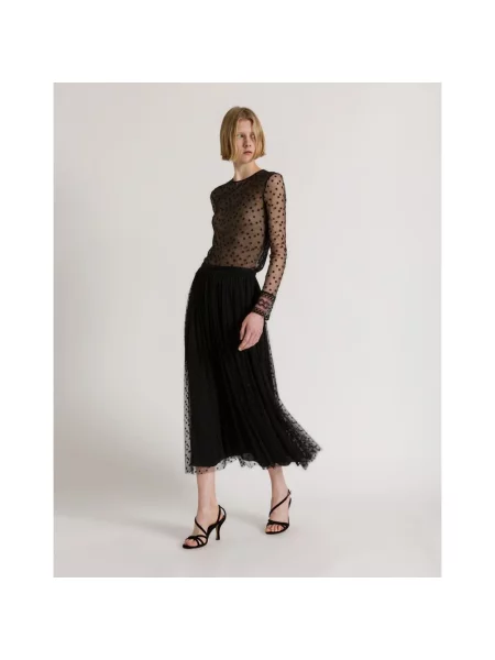 Top Alberta Ferretti tiulowy czarny