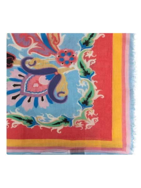 Fular Etro cu imagine cu model paisley albastru