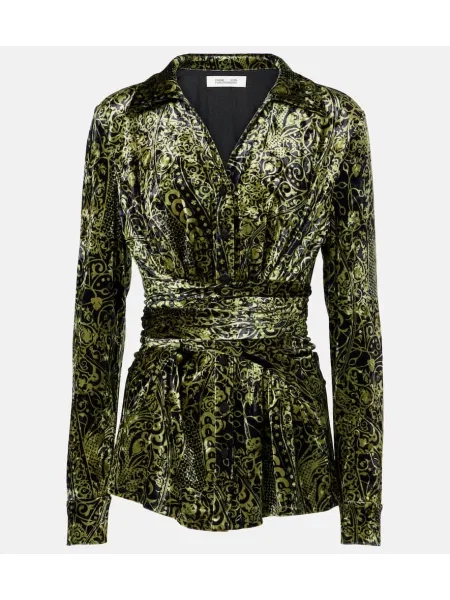 Top Diane Von Furstenberg de catifea cu imagine verde