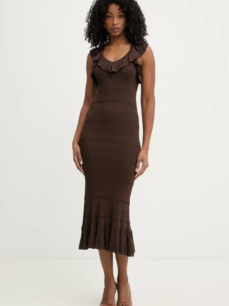 Twinset rochie de vară cu vâscoză maro