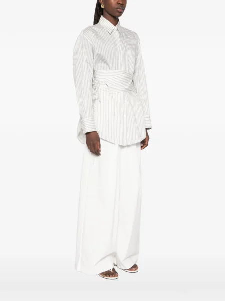 Kołnierzykowy koszula w paski Róhe w paski biała