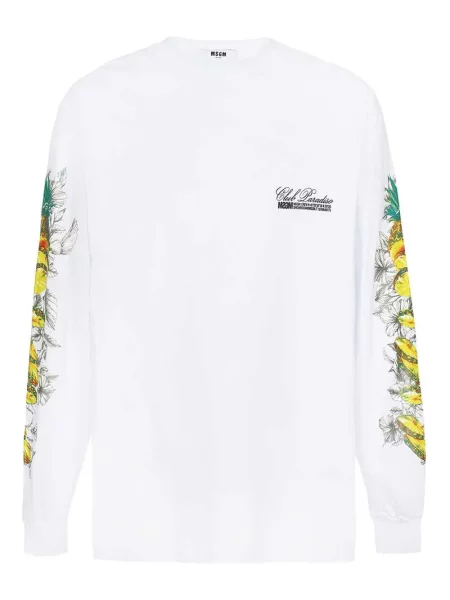 Dlouhé tričko Msgm s potiskem bílé