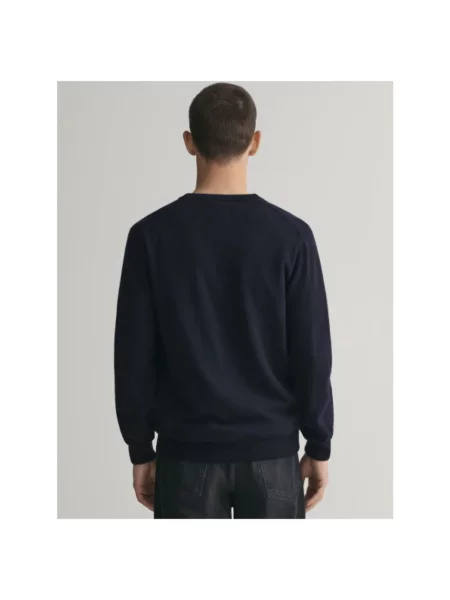 Bluza Gant wełniana z dekoltem w serek niebieska