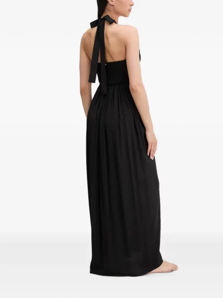 Rochie maxi Liu Jo cu volane cu gât halter negru