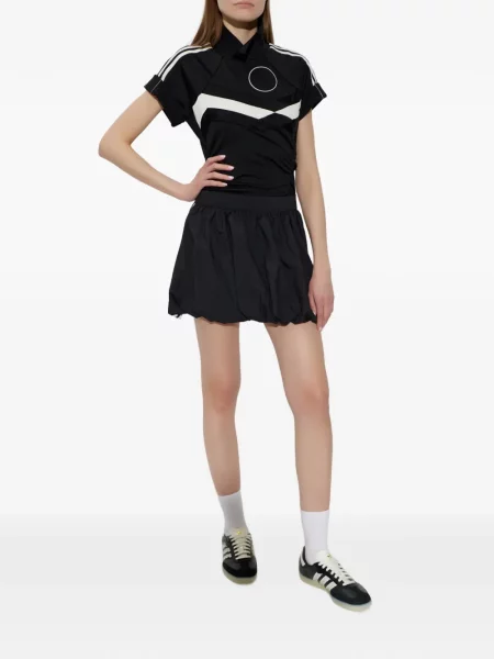 Top Adidas cu dungi cu broderie roșu