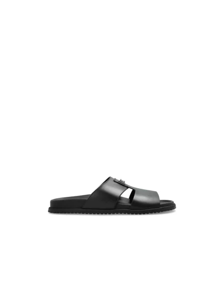 Klapki Dolce And Gabbana skórzane czarne
