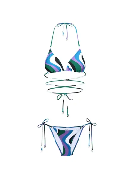 Absztrakt mintás boríték fazonú bikini Daze Dayz nyomtatás kék