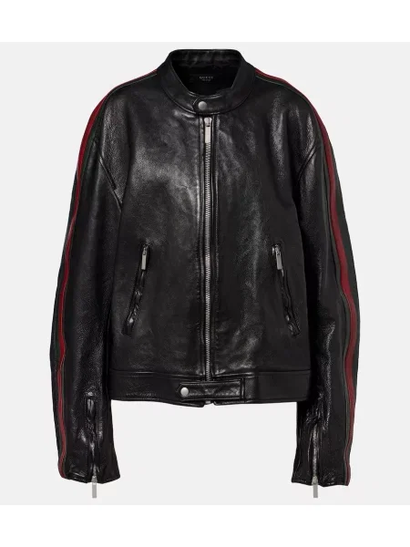 Geanta de piele Gucci cu dungi negru