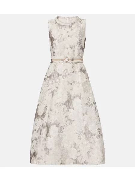 Sukienka midi S Max Mara żakardowa do kolan garniturowa szara