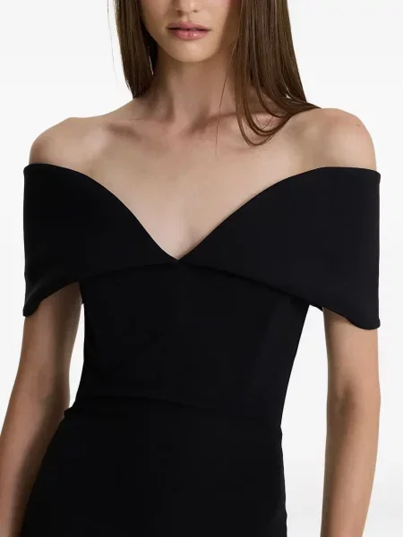Rochie maxi Moos Studio cu decolteu în V de costum negru