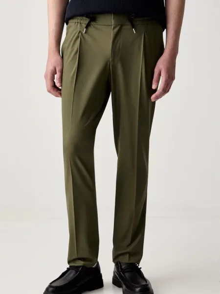 HUGO pantaloni chinos pentru bărbați cu lână verde