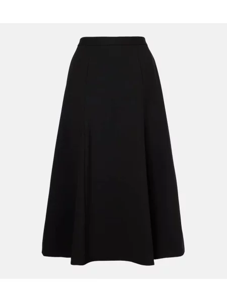 Fustă midi Carolina Herrera cu talie înaltă de lână până la genunchi negru
