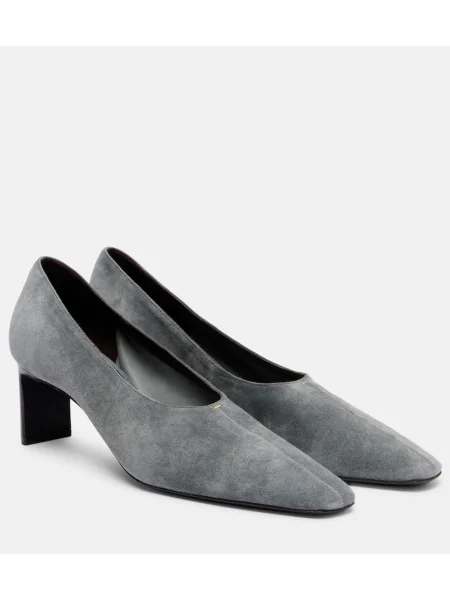 Pantofi cu toc Khaite din piele de căprioară gri