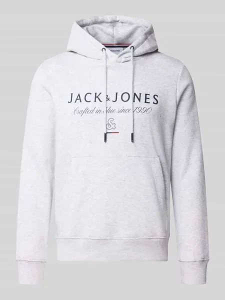 Bluza z kapturem o kroju relaxed fit z mieszanka bawełny model KYLE' Jack & Jones biała