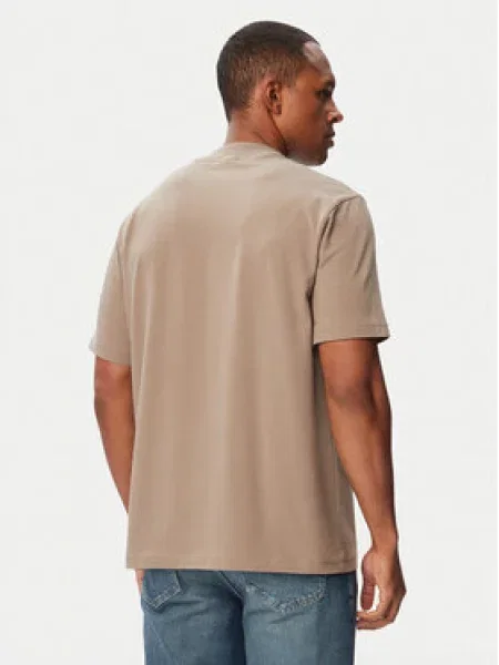 BOSS Póló Tee Collar Khaki bézs