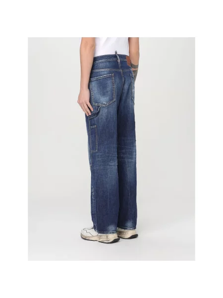 Szerokie jeansy Dsquared2 niebieskie