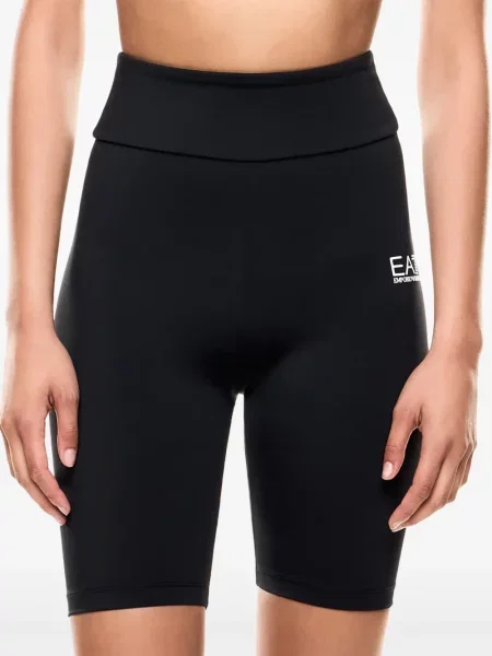 Pantaloni scurți Ea7 Emporio Armani cu autograf negru