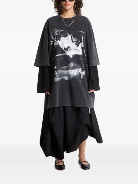 Rochie tip cămașă Off-white cu imagine alb
