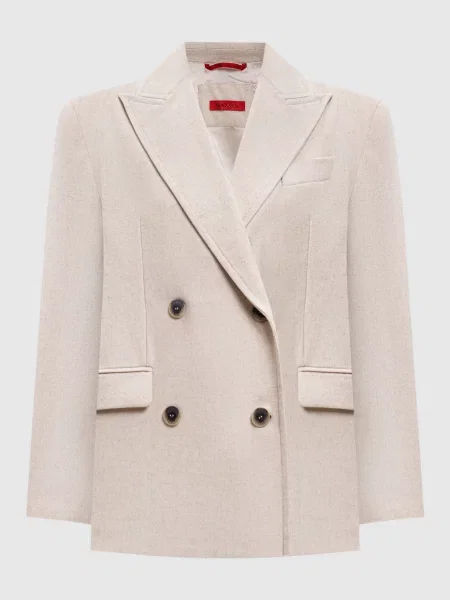 Двобортний жакет QUINOA з вовною Max & Co бежевий