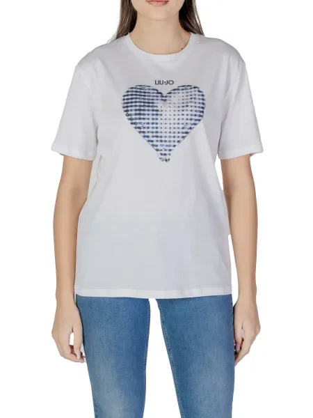 Majica Liu Jo s potiskom z vzorcem srca bela