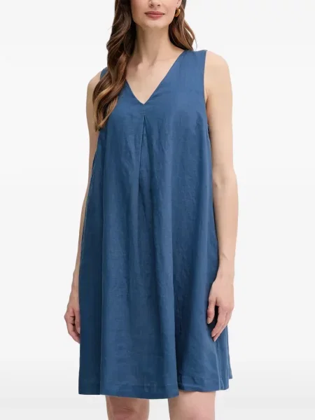 Rochie midi Benetton cu decolteu în V albastru