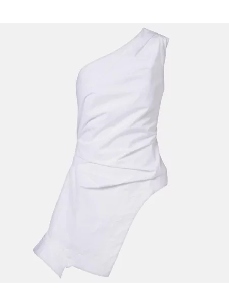 Top Róhe asimetric din poplin alb