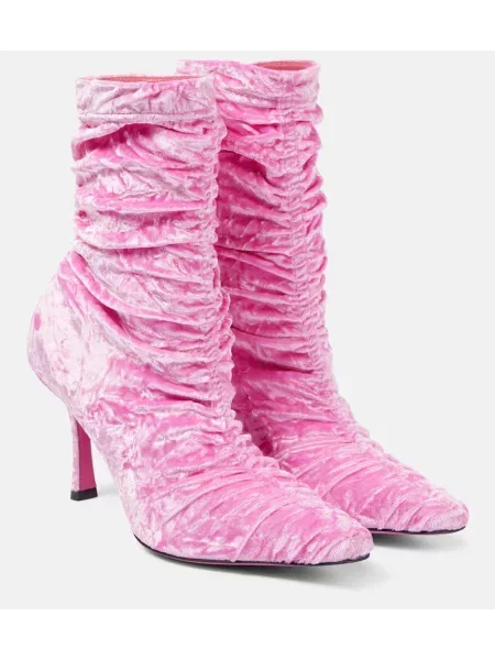 Čevlji do gležnjev Jimmy Choo iz rebrastega žameta roza