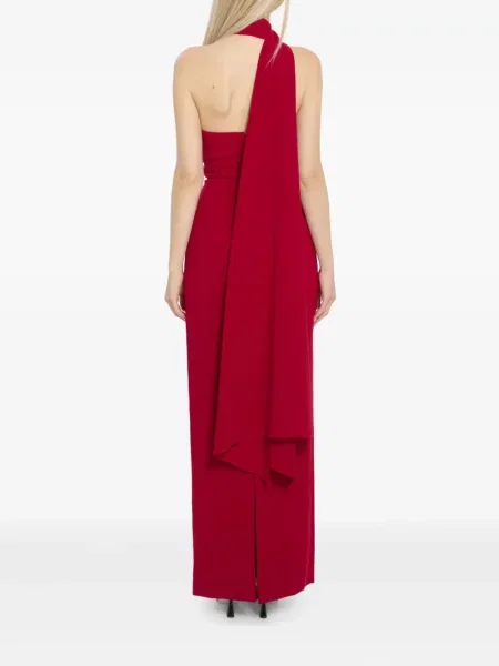 Rochie maxi Solace London cu un umăr gol de costum roșu