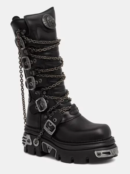 New Rock bocanci pentru femei din piele ITALI NEGRO REACTOR NEGRO TOBERAS negru