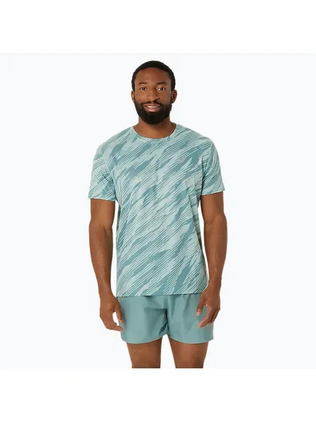 Мъжка тениска за бягане ASICS All Over Print Top light celadon/celadon синьо
