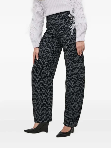 Pantaloni Patrizia Pepe cu imagine cu imprimeu geometric negru