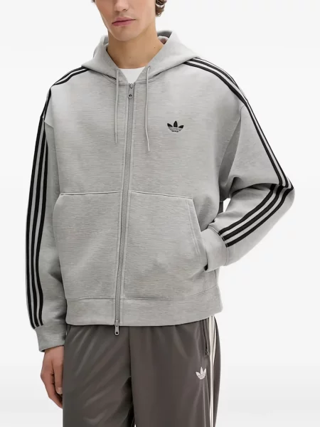Суичър с качулка Adidas сиво