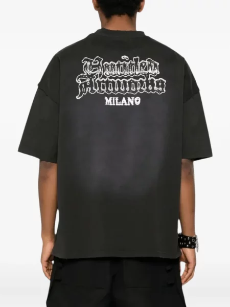 Tricou Untitled Artworks cu imagine cu decolteu în U negru